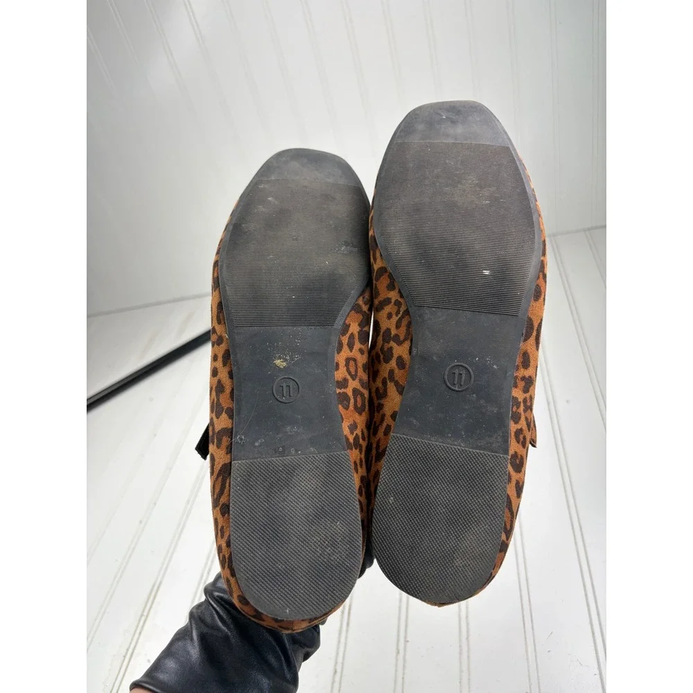 Wild Fable Leopard Print Elsa Mary Jane Flats Square Toe Women's Size 11